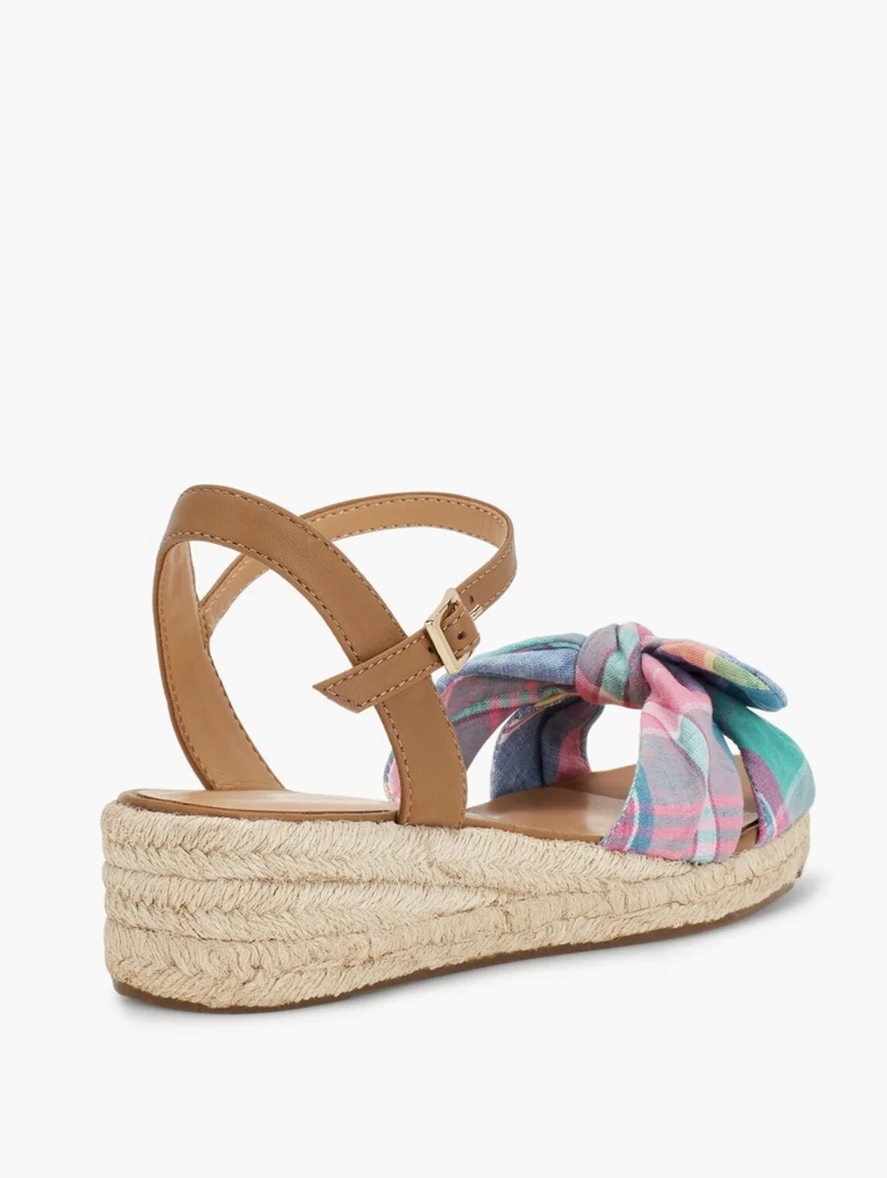 Talbots Womens Sandals Pamela Knotted Espadrille Wedges Madras Plaid Summer 8.5